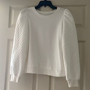 White Quilted Sleeve Sweatshirt